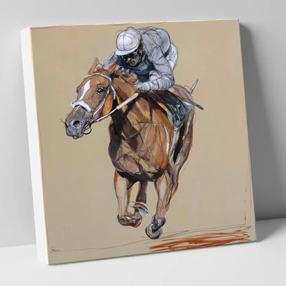 Driving Finish racing horse canvas wall art