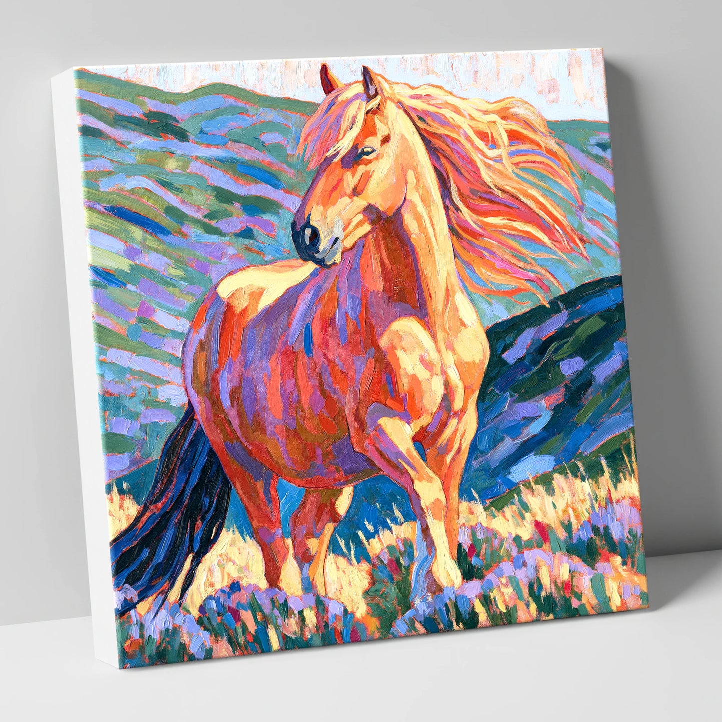 Colourful Golden Horse Portrait horse breed canvas wall art