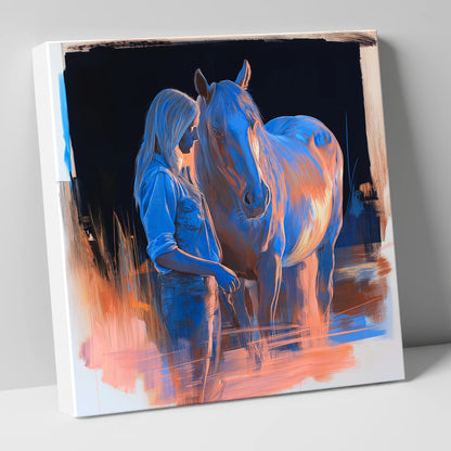 A Quiet Understanding horse & rider canvas wall art