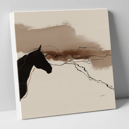 Abstract Sepia Silhouette horse portrait canvas wall art