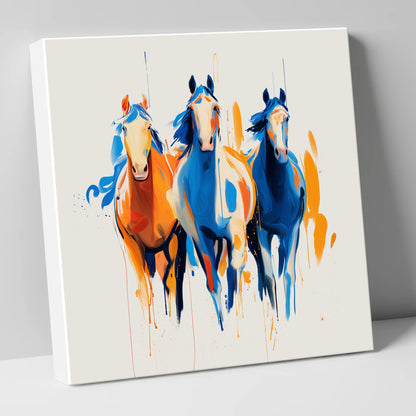 Cobalt and Amber Canter wild horses canvas wall art