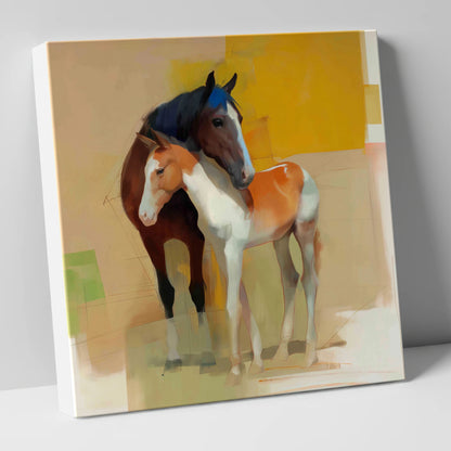 Vivid Bond mare & foal canvas wall art