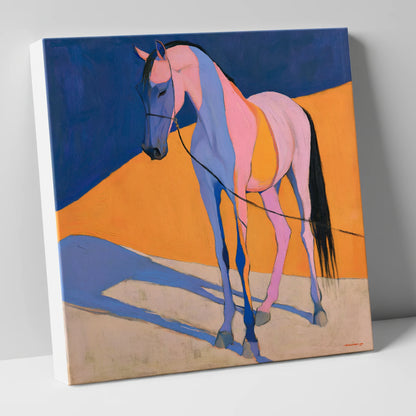 Pink and Blue Abstract Horse horse breed canvas wall art