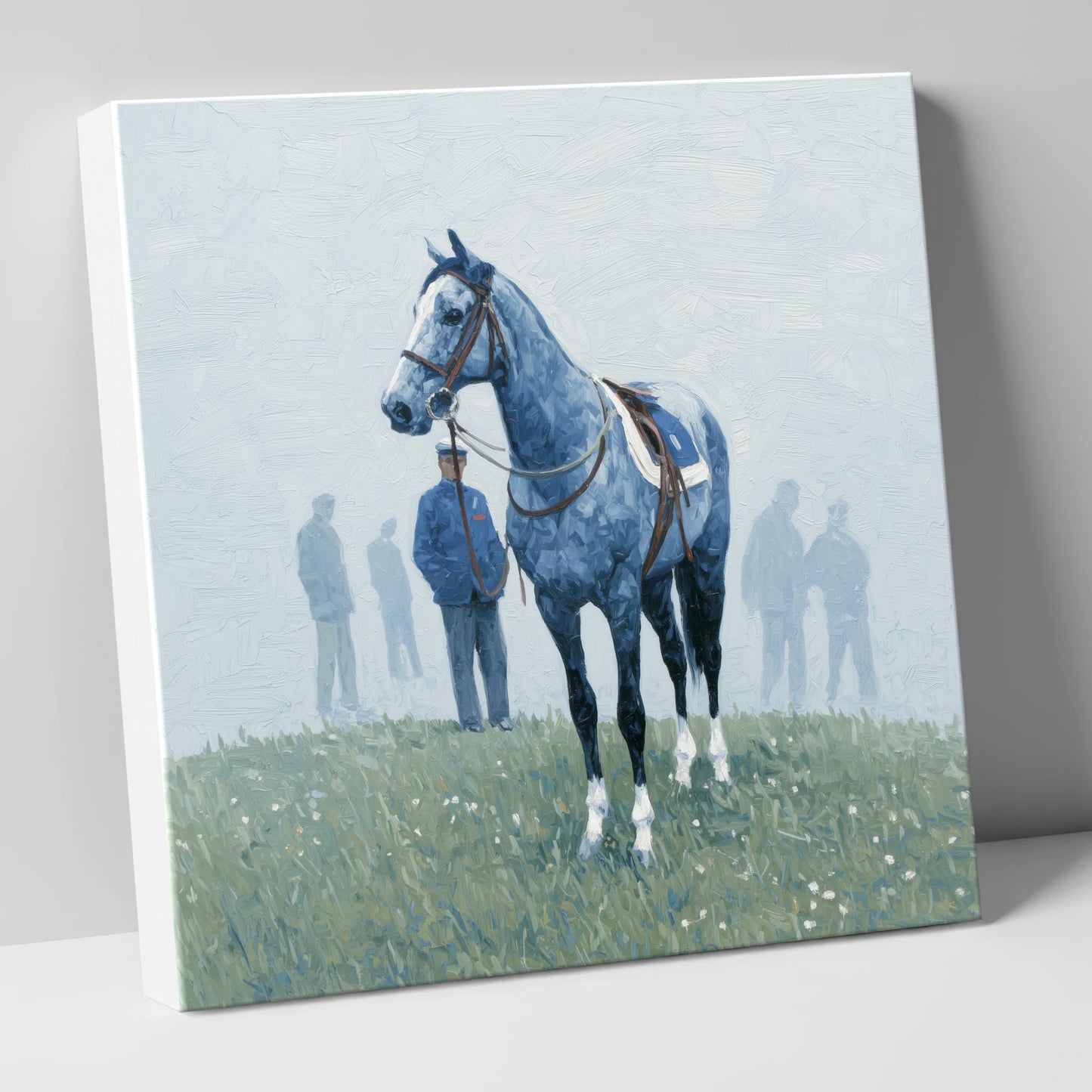 Waiting in the Mist racing horse canvas wall art