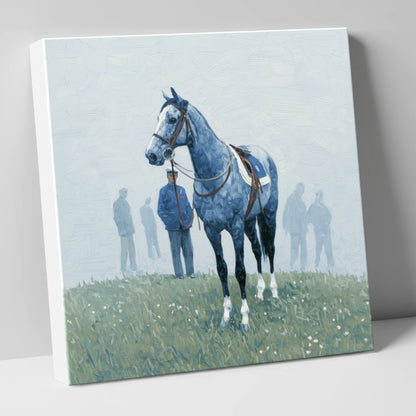 Waiting in the Mist racing horse canvas wall art