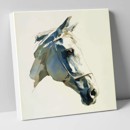 Sapphire Gaze in Indigo horse portrait canvas wall art
