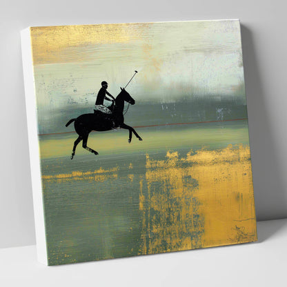Gilded Chukka polo horse canvas wall art