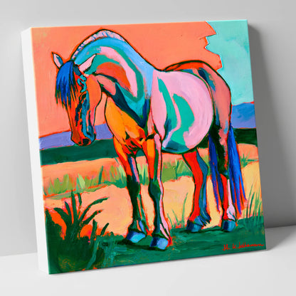 Colourful Contemporary Standing Horse horse breed canvas wall art
