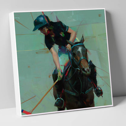 Mid-Match Focus polo horse canvas wall art