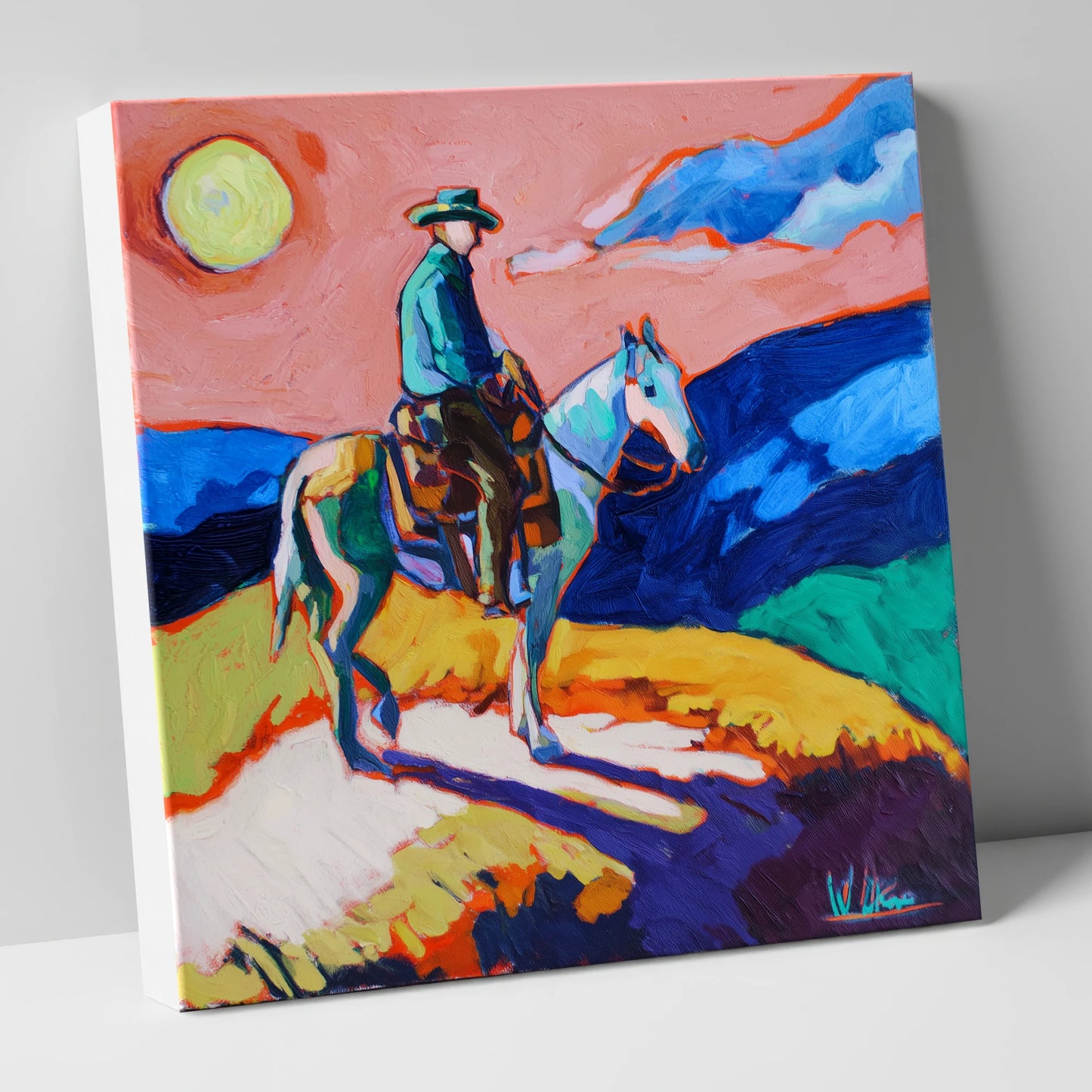 Technicolour Trail Rider western horse canvas wall art