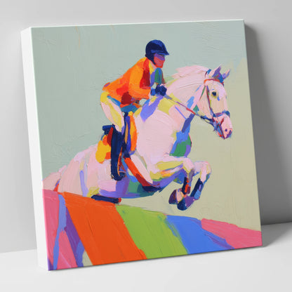 Vibrant Ascent show jumping horse canvas wall art