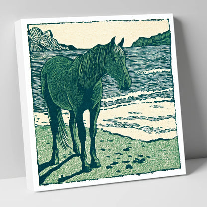 Shoreline Solitude horse landscape canvas wall art