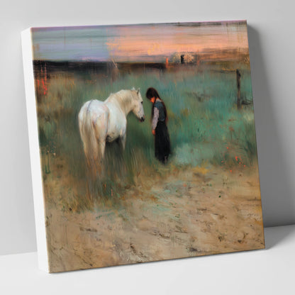 The Quiet Bond horse & rider canvas wall art