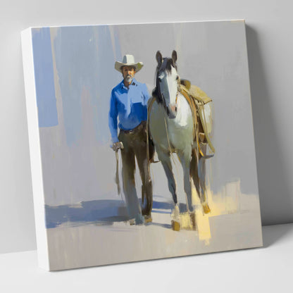 Sunlit Western Walk western horse canvas wall art