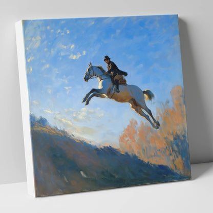 Flight Over The Ridge show jumping horse canvas wall art