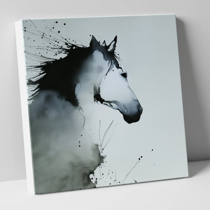 Midnight Wash Profile horse portrait canvas wall art