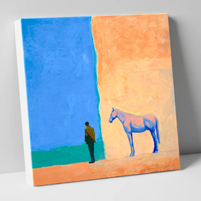 Silent Understanding horse & rider canvas wall art