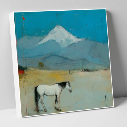 Beneath the Snow Peak horse landscape canvas wall art