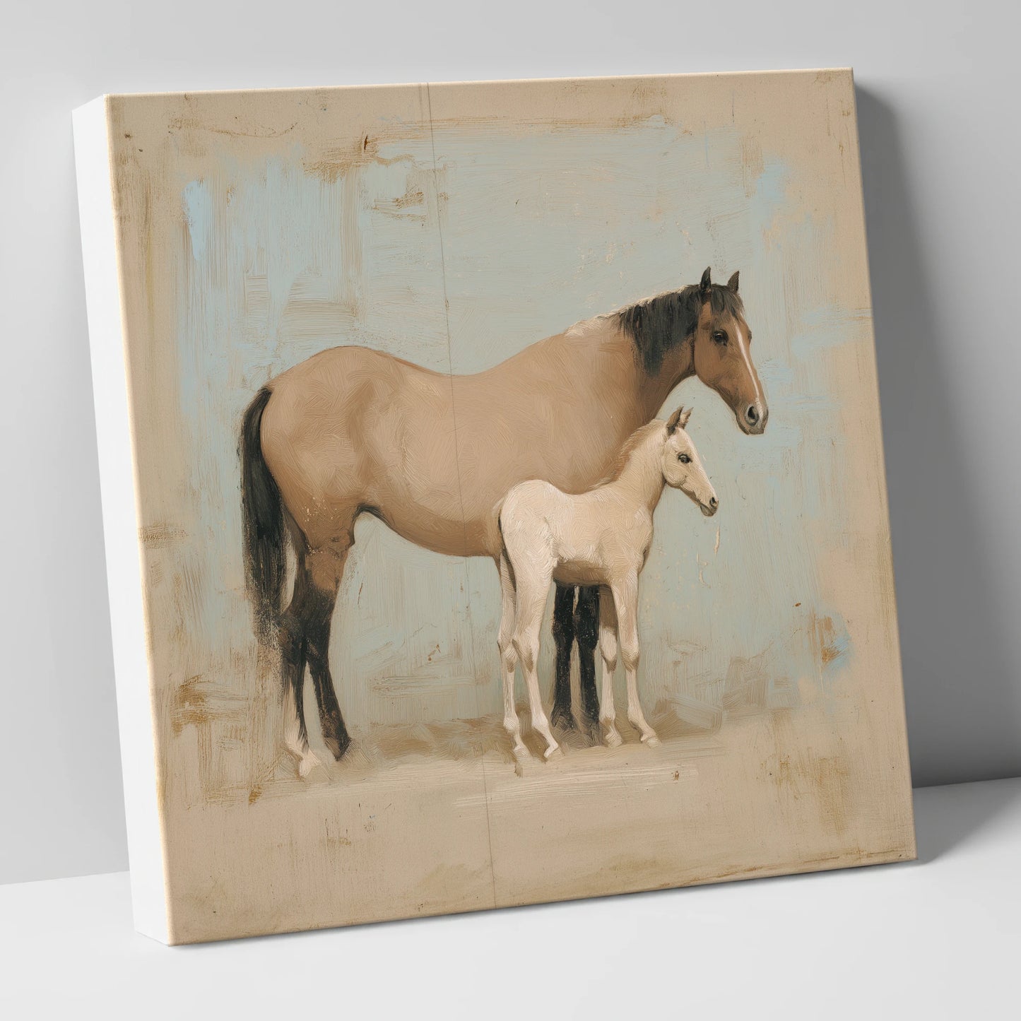 A Quiet Bond mare & foal canvas wall art