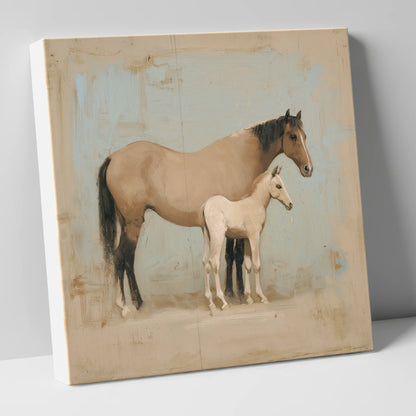 A Quiet Bond mare & foal canvas wall art