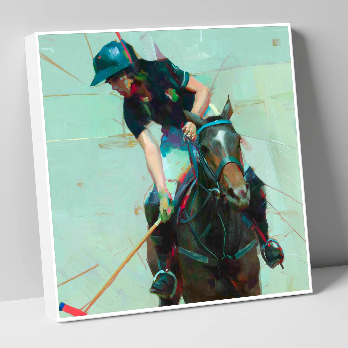 Mid-Match Focus polo horse canvas wall art
