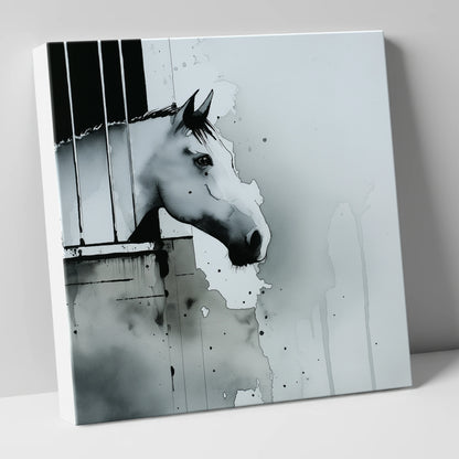 The Quiet Watcher horse stable canvas wall art