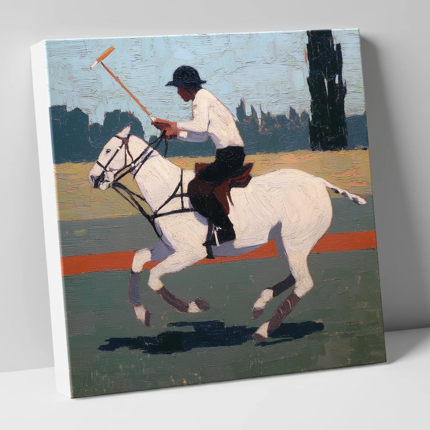 The Decisive Swing polo horse canvas wall art