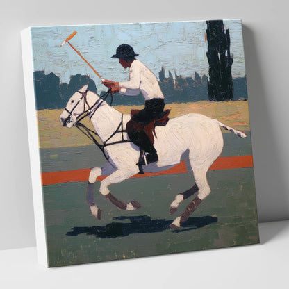 The Decisive Swing polo horse canvas wall art