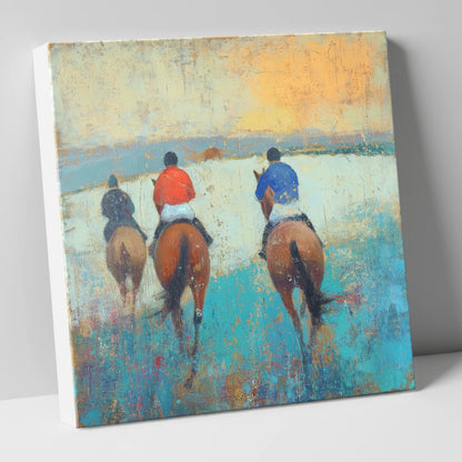 Heading to the Start racing horse canvas wall art