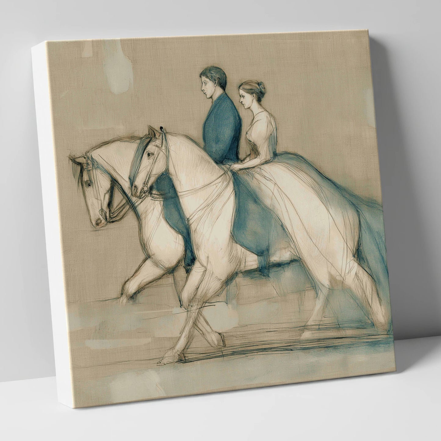 Quiet Companionship horse & rider canvas wall art