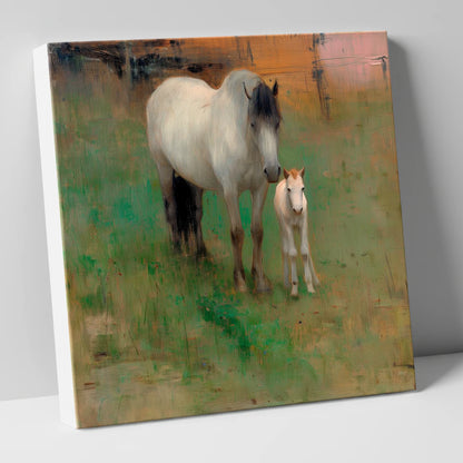 Quiet Pasture Companions mare & foal canvas wall art