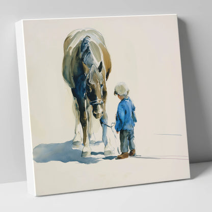 Quiet Understanding horse & rider canvas wall art