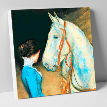 Cerulean Connection horse & rider canvas wall art