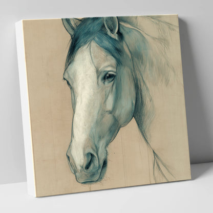 Azure Equine Study horse portrait canvas wall art