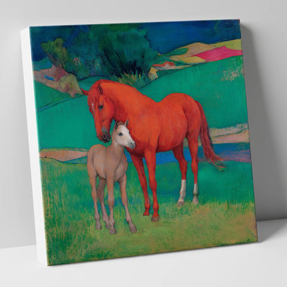Vibrant Maternal Bond mare & foal canvas wall art