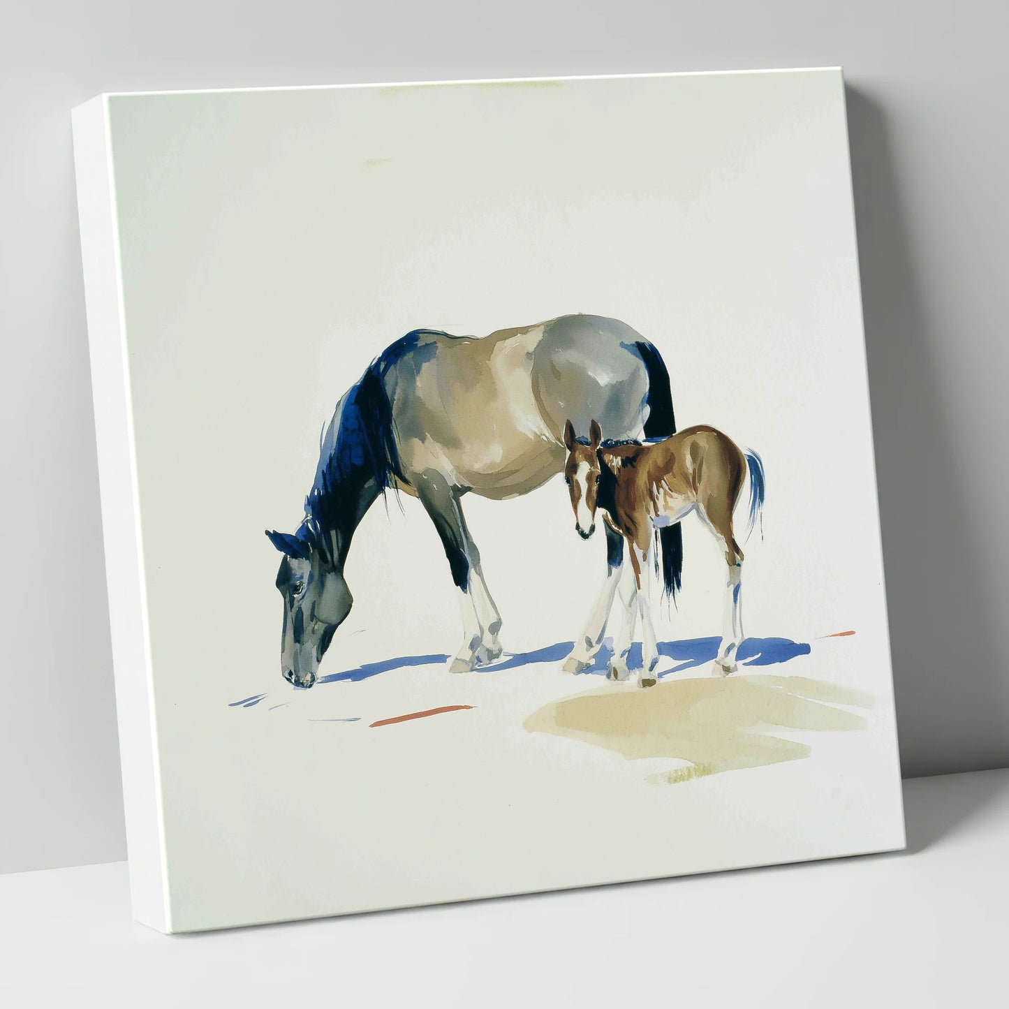Spring Pasture Shadows mare & foal canvas wall art