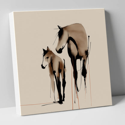 Quiet Devotion mare & foal canvas wall art