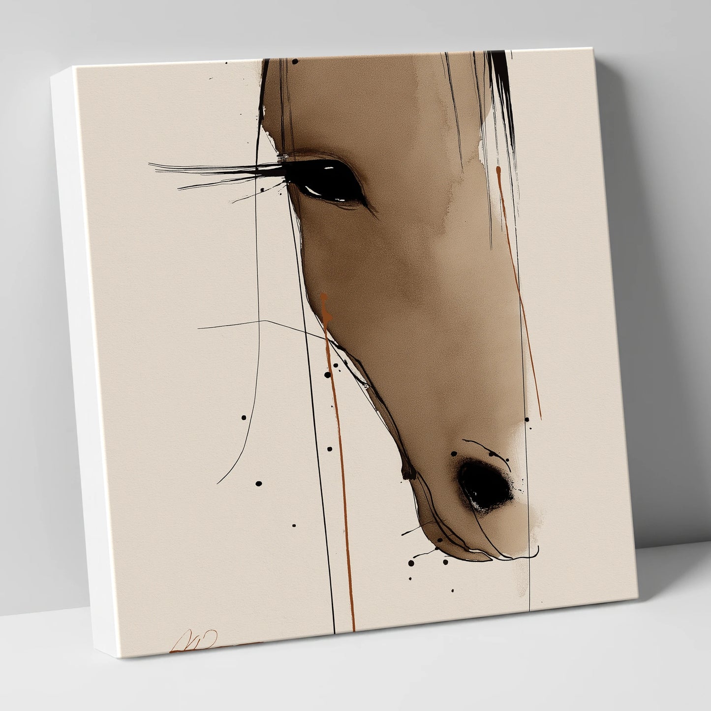 Fluid Sepia Gaze horse portrait canvas wall art