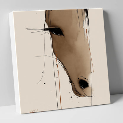 Fluid Sepia Gaze horse portrait canvas wall art