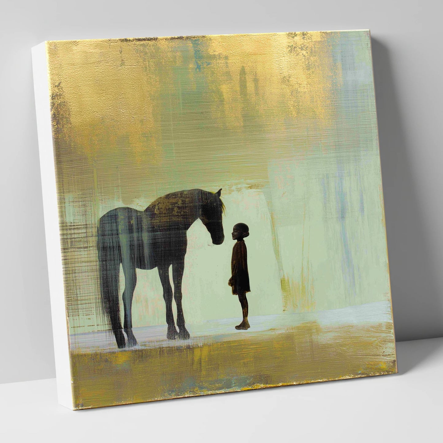 A Quiet Understanding horse & rider canvas wall art