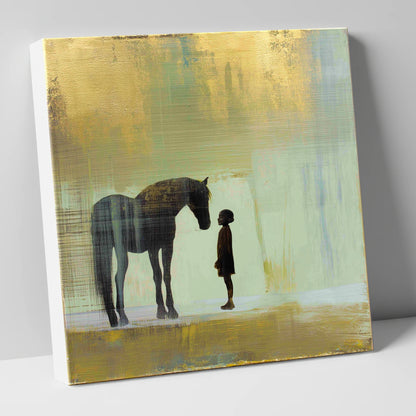 A Quiet Understanding horse & rider canvas wall art