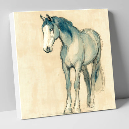 Azure Equine Sketch horse portrait canvas wall art