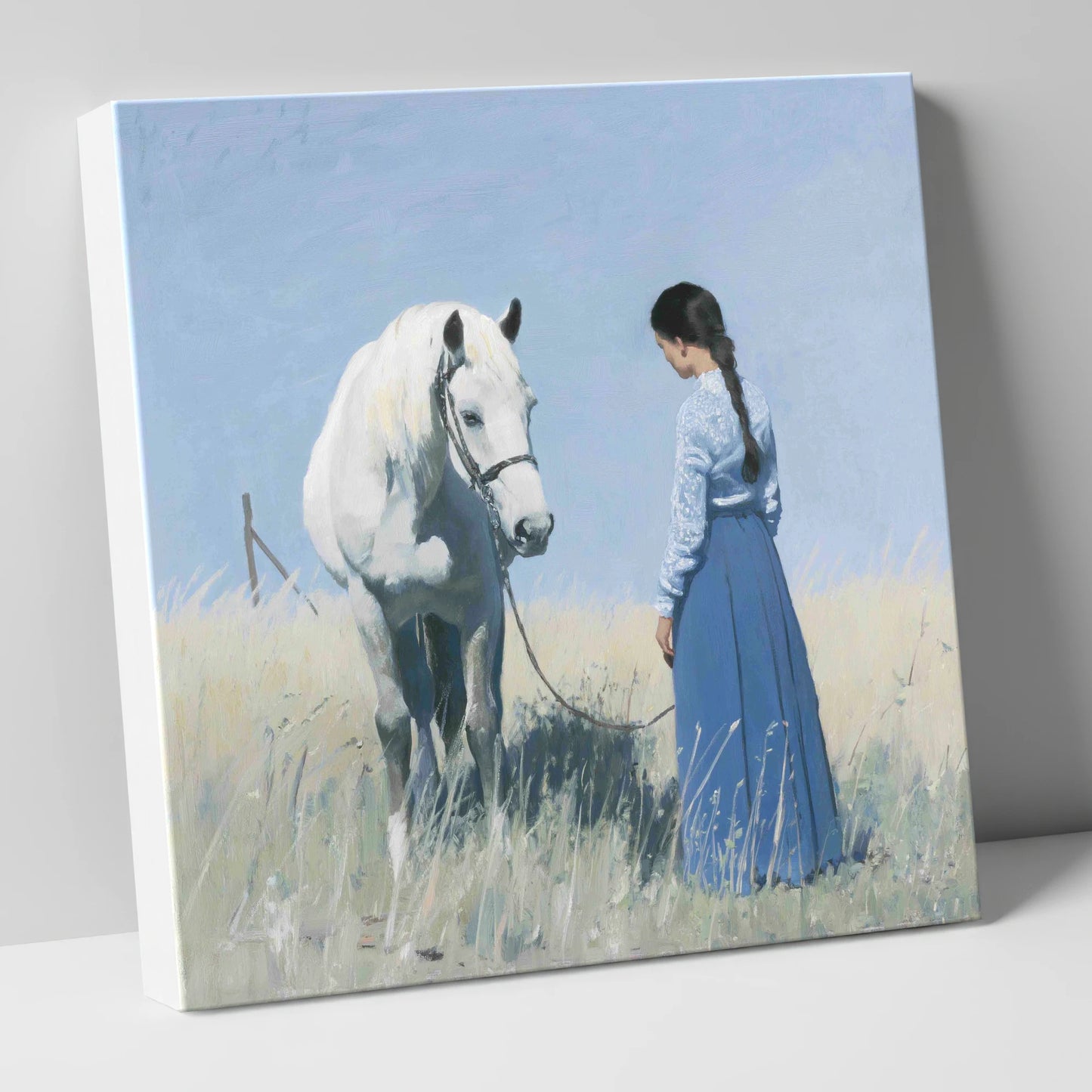 The Silent Conversation horse & rider canvas wall art