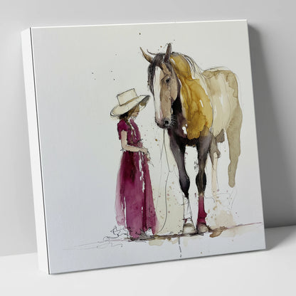 A Quiet Connection horse & rider canvas wall art