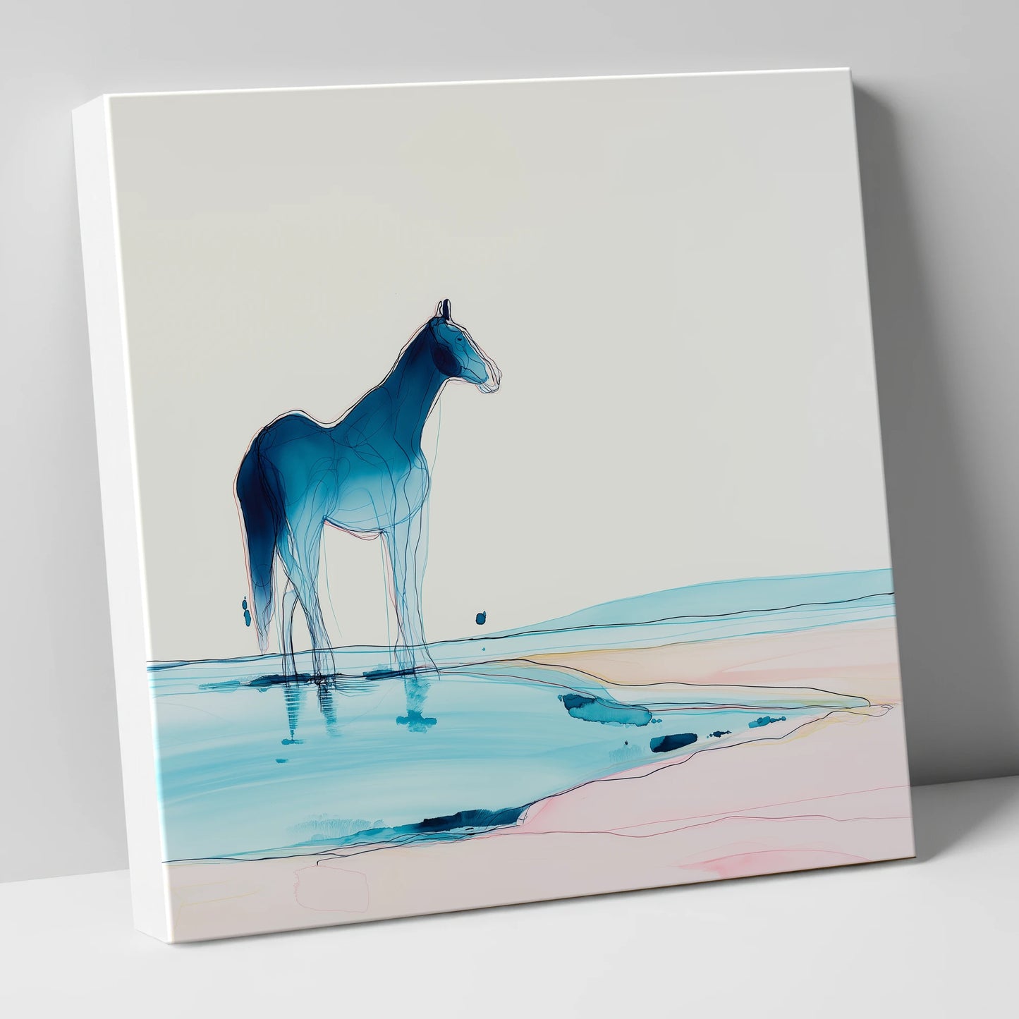 Ethereal Azure Equine horse landscape canvas wall art