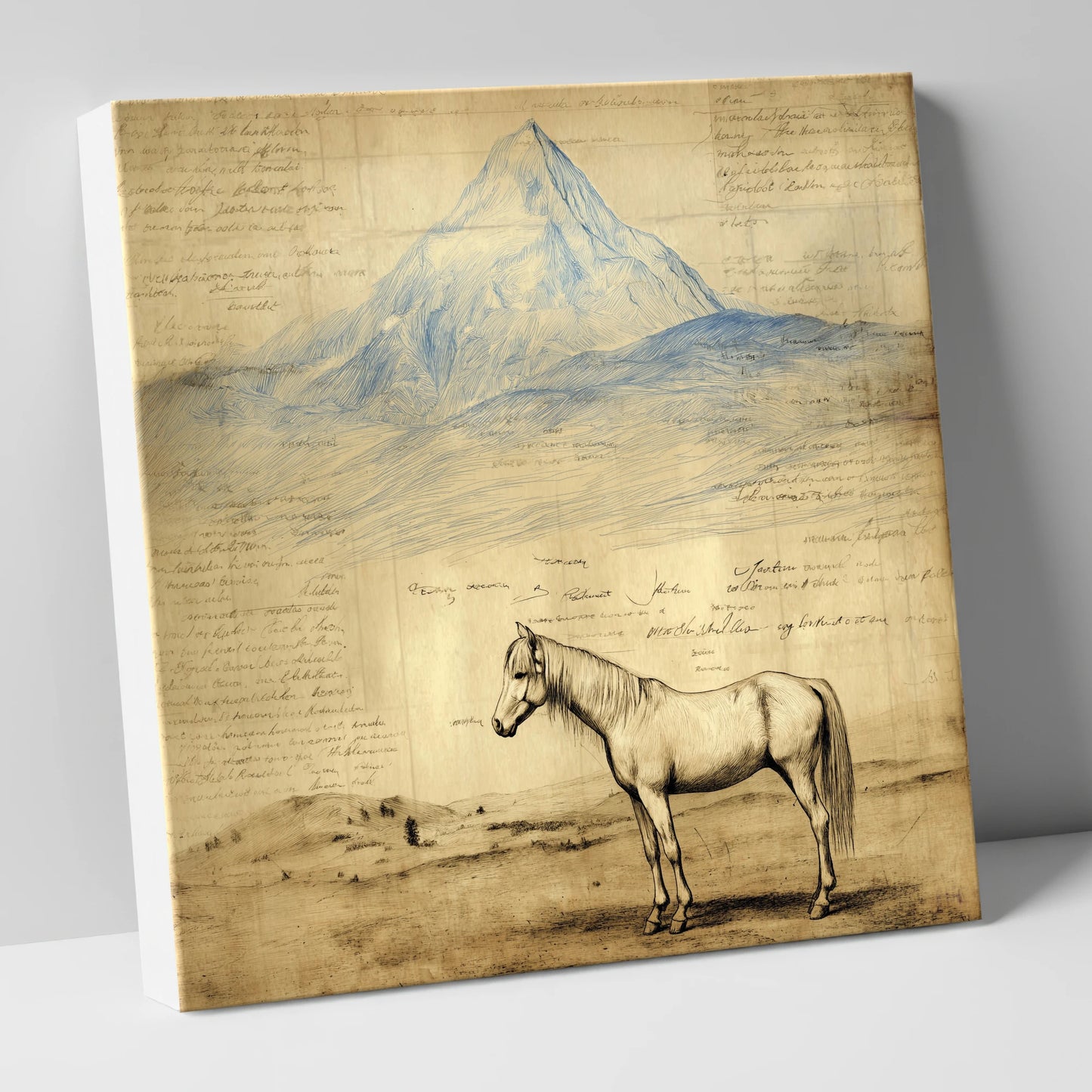 Alpine Journal Study horse landscape canvas wall art