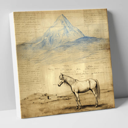 Alpine Journal Study horse landscape canvas wall art