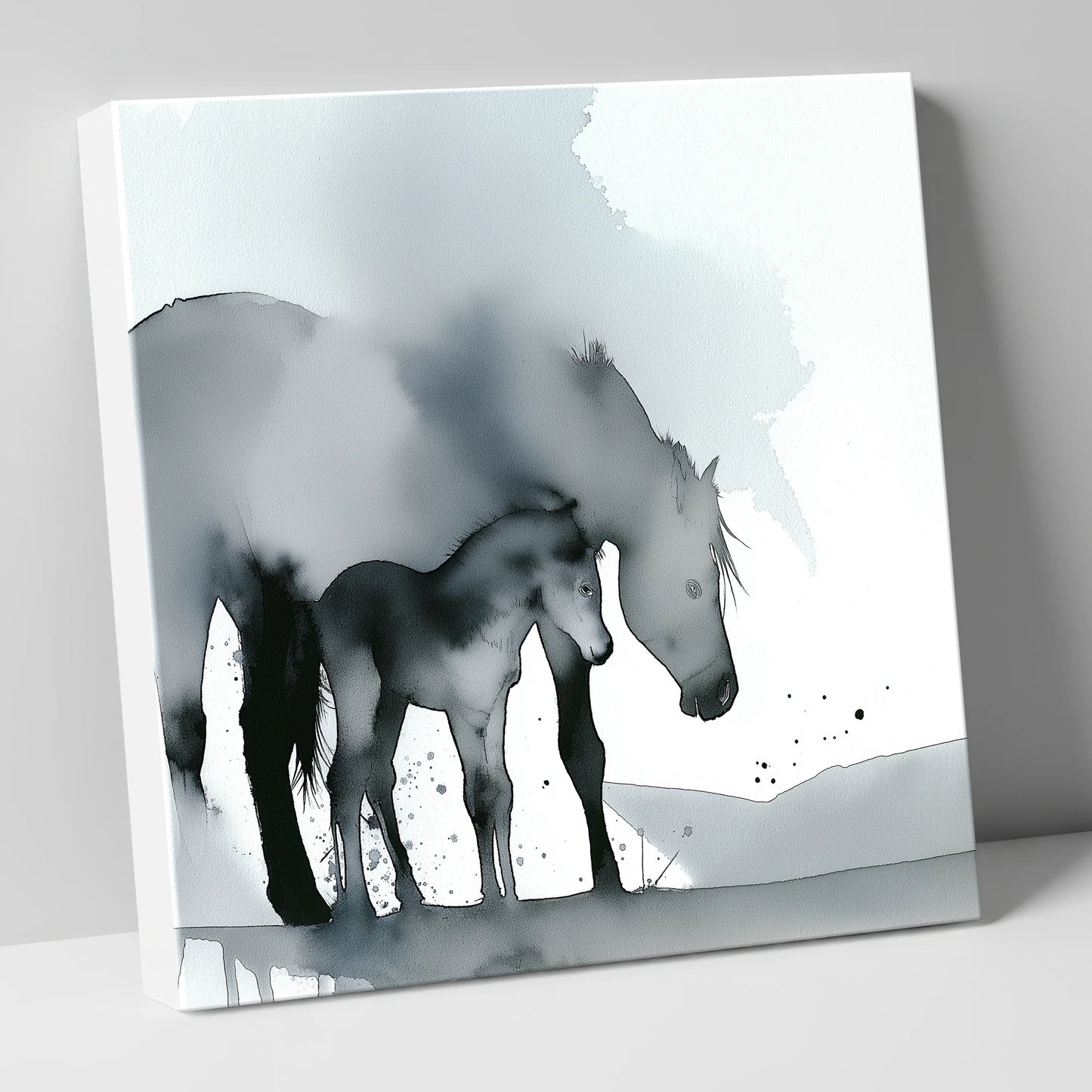 Gentle Shadows mare & foal canvas wall art