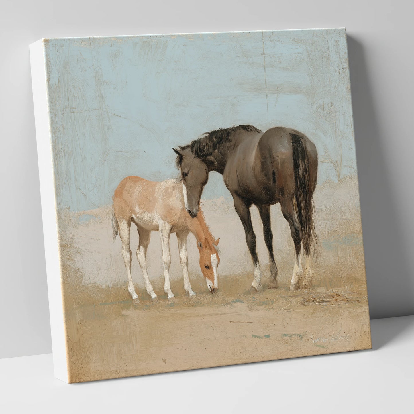 The Quiet Bond mare & foal canvas wall art