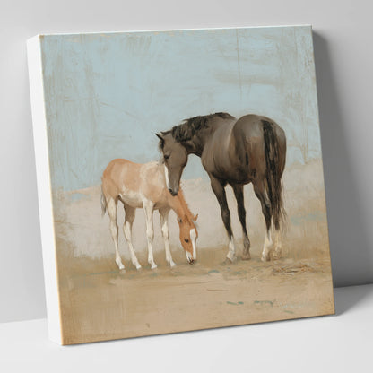 The Quiet Bond mare & foal canvas wall art